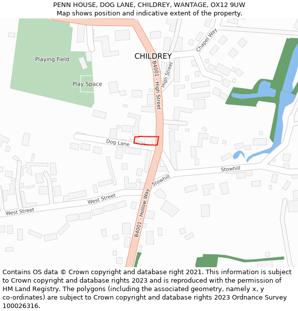PENN HOUSE, DOG LANE, CHILDREY, WANTAGE, OX12 9UW: Location map and indicative extent of plot