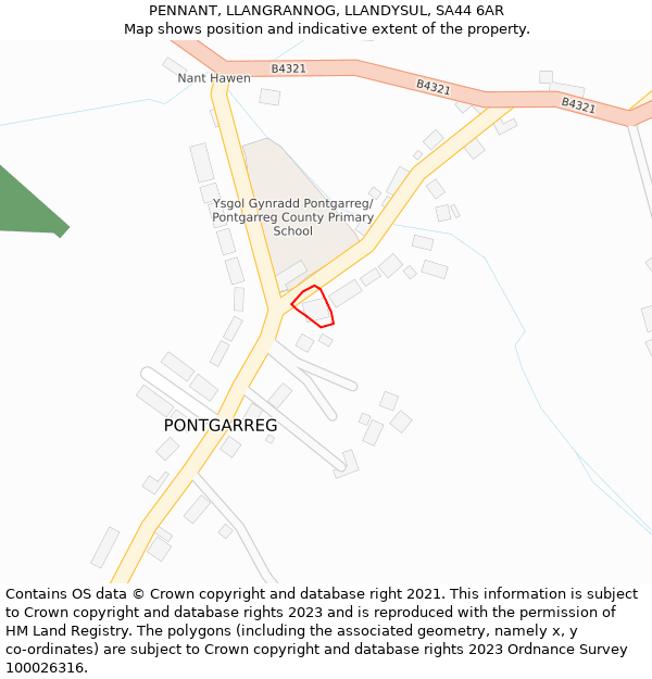 PENNANT, LLANGRANNOG, LLANDYSUL, SA44 6AR: Location map and indicative extent of plot