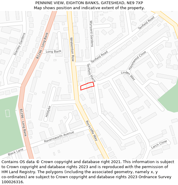 PENNINE VIEW, EIGHTON BANKS, GATESHEAD, NE9 7XP: Location map and indicative extent of plot