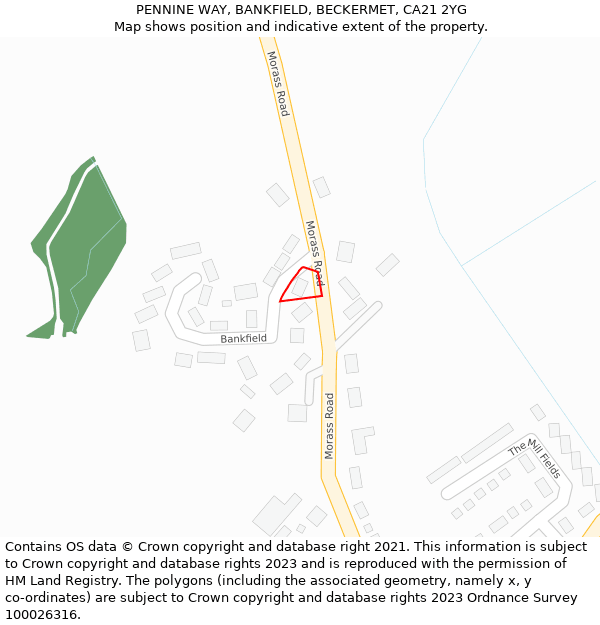 PENNINE WAY, BANKFIELD, BECKERMET, CA21 2YG: Location map and indicative extent of plot