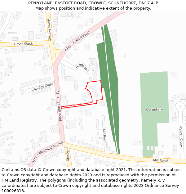 PENNYLANE, EASTOFT ROAD, CROWLE, SCUNTHORPE, DN17 4LP: Location map and indicative extent of plot