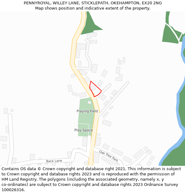 PENNYROYAL, WILLEY LANE, STICKLEPATH, OKEHAMPTON, EX20 2NG: Location map and indicative extent of plot