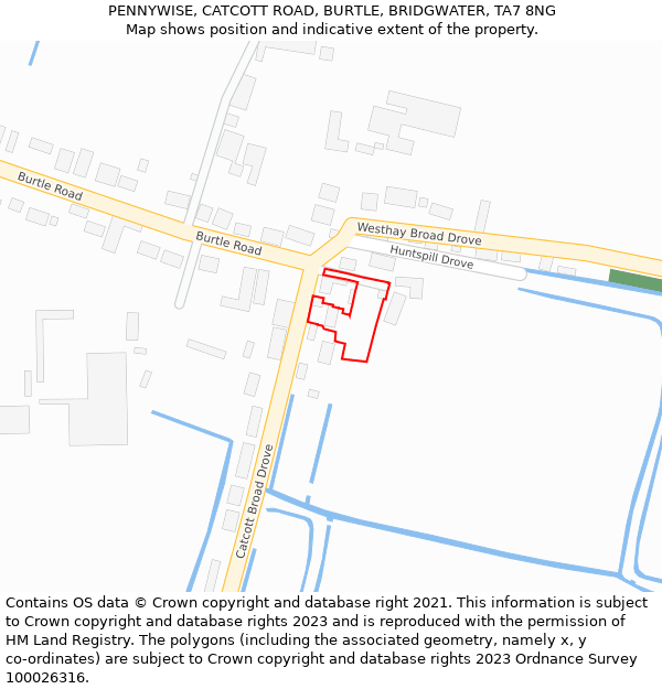 PENNYWISE, CATCOTT ROAD, BURTLE, BRIDGWATER, TA7 8NG: Location map and indicative extent of plot