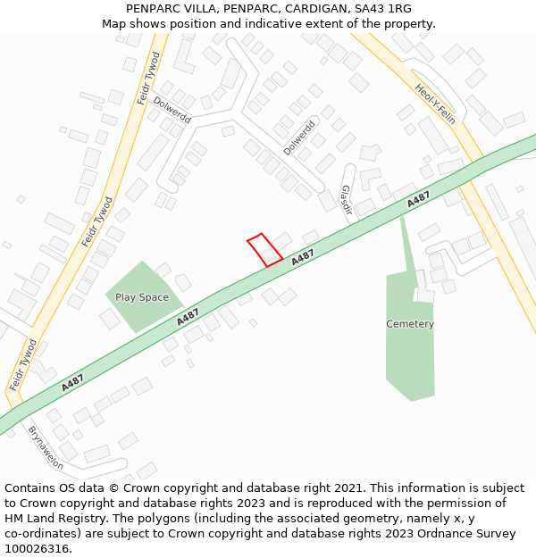 PENPARC VILLA, PENPARC, CARDIGAN, SA43 1RG: Location map and indicative extent of plot