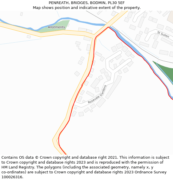 PENREATH, BRIDGES, BODMIN, PL30 5EF: Location map and indicative extent of plot