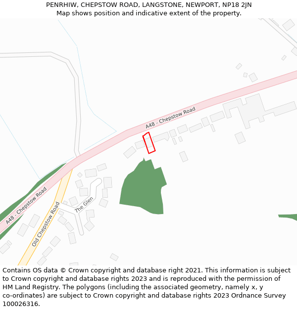 PENRHIW, CHEPSTOW ROAD, LANGSTONE, NEWPORT, NP18 2JN: Location map and indicative extent of plot