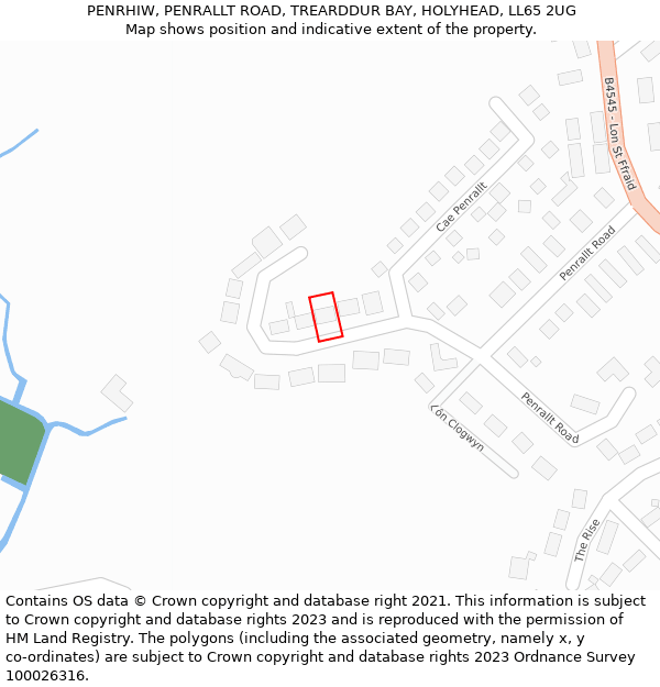 PENRHIW, PENRALLT ROAD, TREARDDUR BAY, HOLYHEAD, LL65 2UG: Location map and indicative extent of plot
