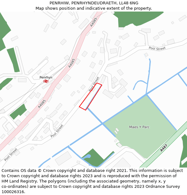 PENRHIW, PENRHYNDEUDRAETH, LL48 6NG: Location map and indicative extent of plot