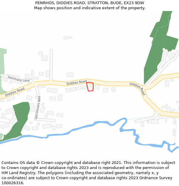 PENRHOS, DIDDIES ROAD, STRATTON, BUDE, EX23 9DW: Location map and indicative extent of plot