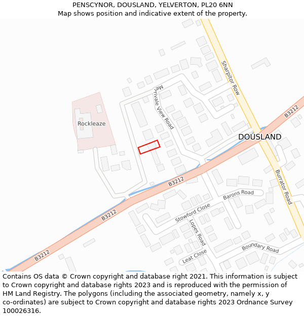 PENSCYNOR, DOUSLAND, YELVERTON, PL20 6NN: Location map and indicative extent of plot