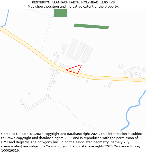 PENTERFYN, LLANFACHRAETH, HOLYHEAD, LL65 4YB: Location map and indicative extent of plot