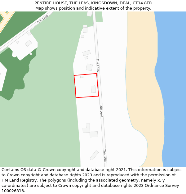 PENTIRE HOUSE, THE LEAS, KINGSDOWN, DEAL, CT14 8ER: Location map and indicative extent of plot