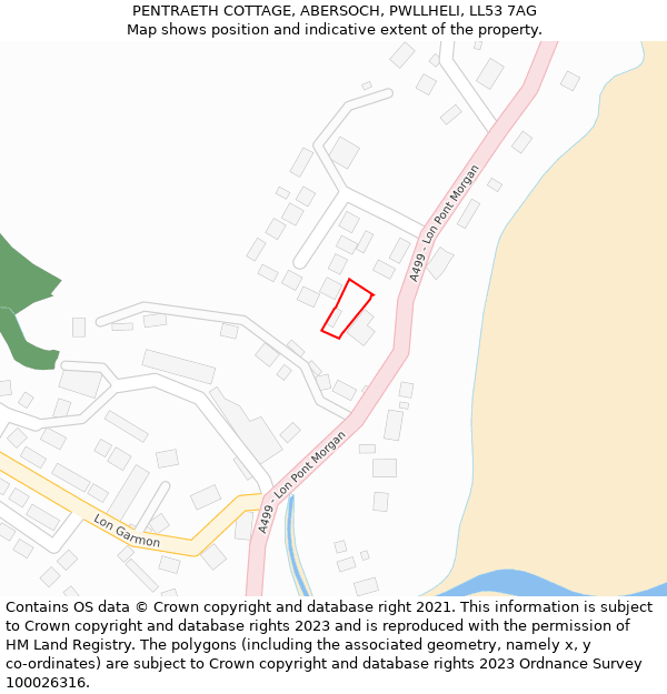 PENTRAETH COTTAGE, ABERSOCH, PWLLHELI, LL53 7AG: Location map and indicative extent of plot