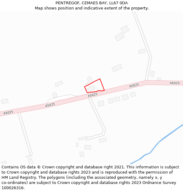 PENTREGOF, CEMAES BAY, LL67 0DA: Location map and indicative extent of plot