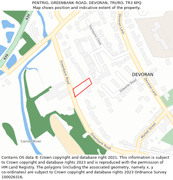 PENTRIG, GREENBANK ROAD, DEVORAN, TRURO, TR3 6PQ: Location map and indicative extent of plot