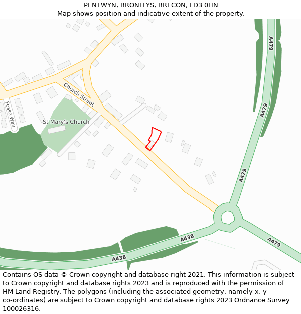 PENTWYN, BRONLLYS, BRECON, LD3 0HN: Location map and indicative extent of plot