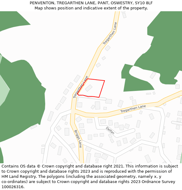 PENVENTON, TREGARTHEN LANE, PANT, OSWESTRY, SY10 8LF: Location map and indicative extent of plot