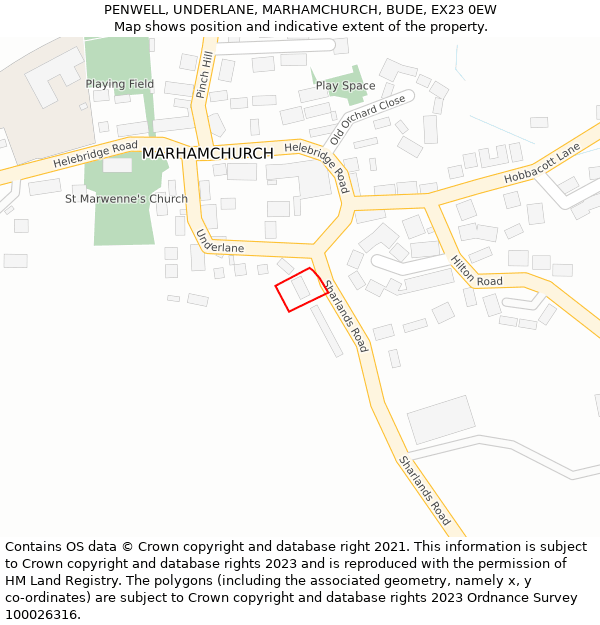 PENWELL, UNDERLANE, MARHAMCHURCH, BUDE, EX23 0EW: Location map and indicative extent of plot