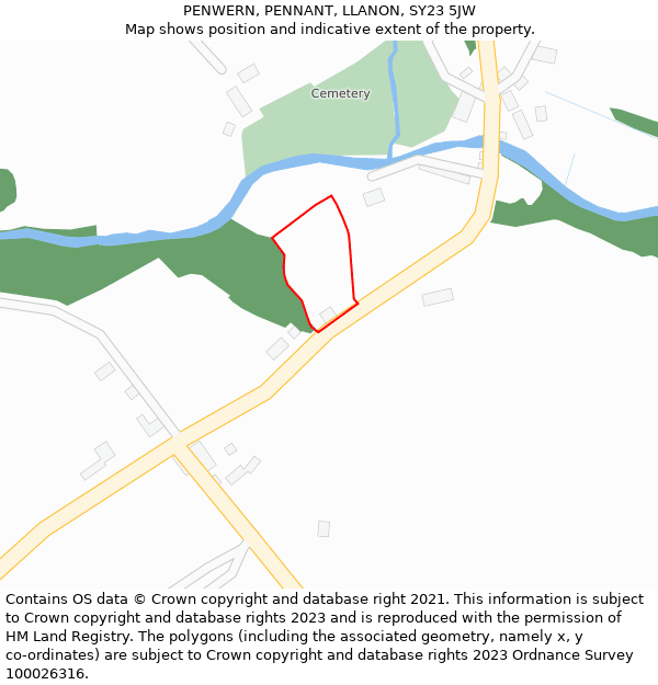 PENWERN, PENNANT, LLANON, SY23 5JW: Location map and indicative extent of plot