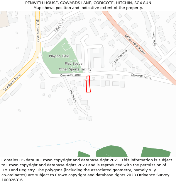 PENWITH HOUSE, COWARDS LANE, CODICOTE, HITCHIN, SG4 8UN: Location map and indicative extent of plot