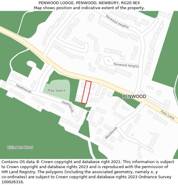 PENWOOD LODGE, PENWOOD, NEWBURY, RG20 9EX: Location map and indicative extent of plot