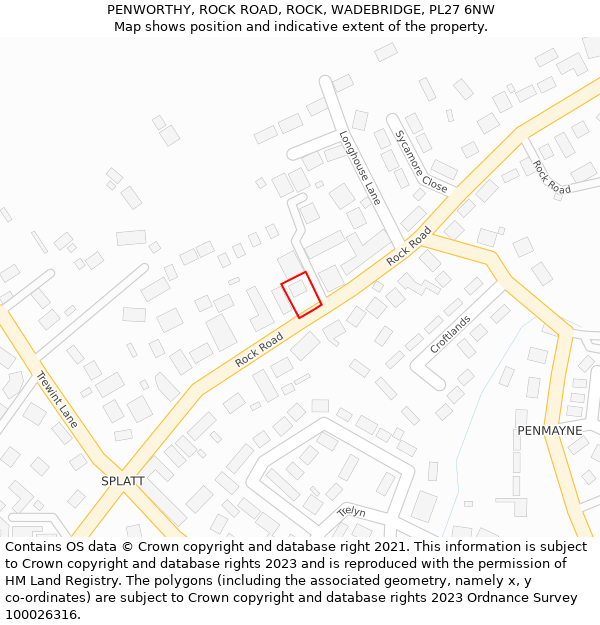 PENWORTHY, ROCK ROAD, ROCK, WADEBRIDGE, PL27 6NW: Location map and indicative extent of plot