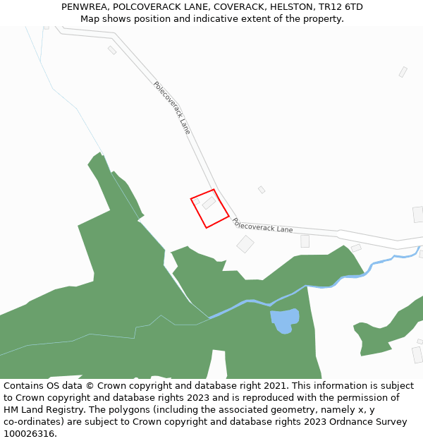 PENWREA, POLCOVERACK LANE, COVERACK, HELSTON, TR12 6TD: Location map and indicative extent of plot