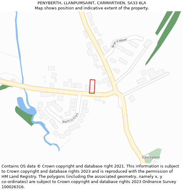 PENYBERTH, LLANPUMSAINT, CARMARTHEN, SA33 6LA: Location map and indicative extent of plot