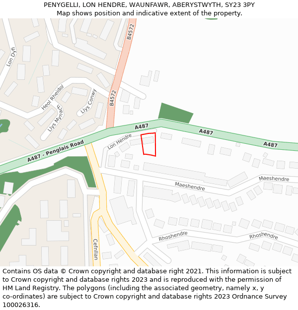 PENYGELLI, LON HENDRE, WAUNFAWR, ABERYSTWYTH, SY23 3PY: Location map and indicative extent of plot