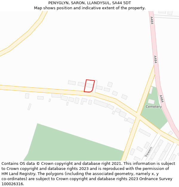 PENYGLYN, SARON, LLANDYSUL, SA44 5DT: Location map and indicative extent of plot