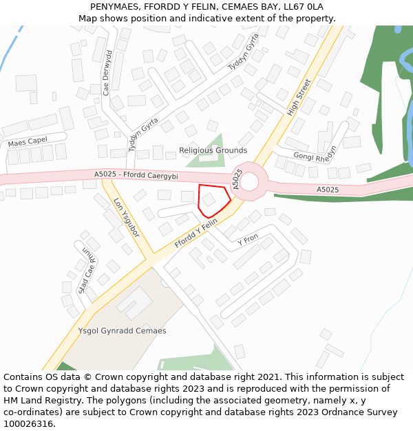 PENYMAES, FFORDD Y FELIN, CEMAES BAY, LL67 0LA: Location map and indicative extent of plot