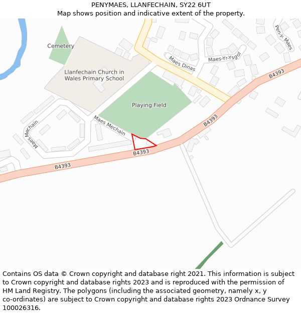 PENYMAES, LLANFECHAIN, SY22 6UT: Location map and indicative extent of plot