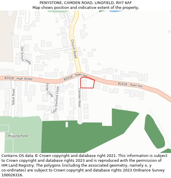 PENYSTONE, CAMDEN ROAD, LINGFIELD, RH7 6AF: Location map and indicative extent of plot