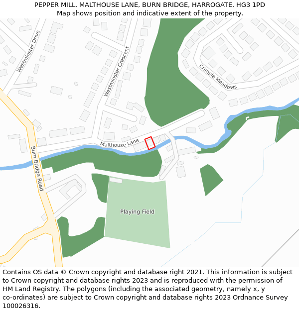 PEPPER MILL, MALTHOUSE LANE, BURN BRIDGE, HARROGATE, HG3 1PD: Location map and indicative extent of plot