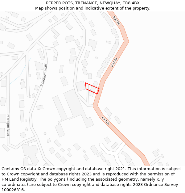 PEPPER POTS, TRENANCE, NEWQUAY, TR8 4BX: Location map and indicative extent of plot