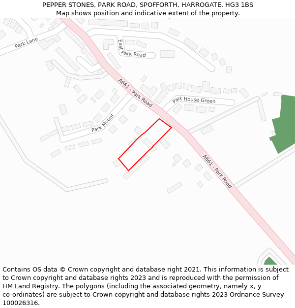 PEPPER STONES, PARK ROAD, SPOFFORTH, HARROGATE, HG3 1BS: Location map and indicative extent of plot