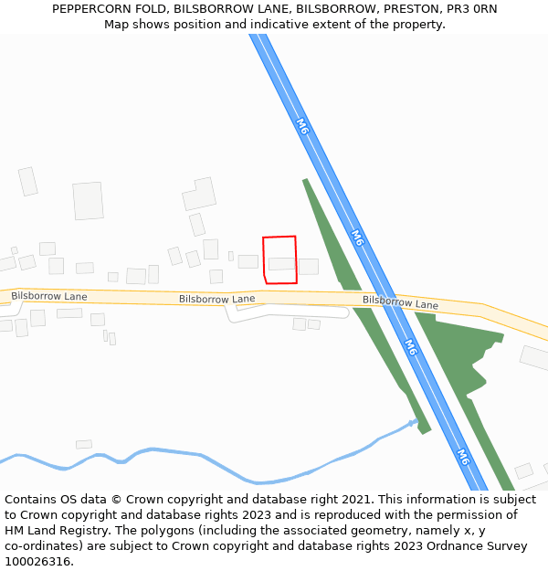 PEPPERCORN FOLD, BILSBORROW LANE, BILSBORROW, PRESTON, PR3 0RN: Location map and indicative extent of plot