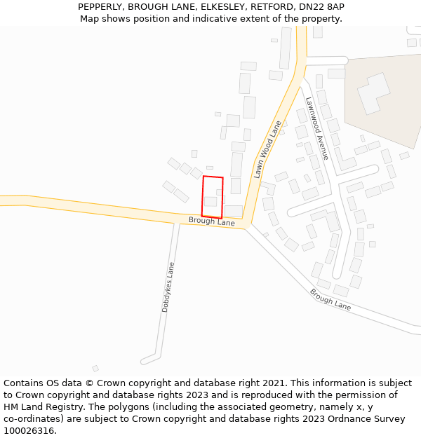 PEPPERLY, BROUGH LANE, ELKESLEY, RETFORD, DN22 8AP: Location map and indicative extent of plot