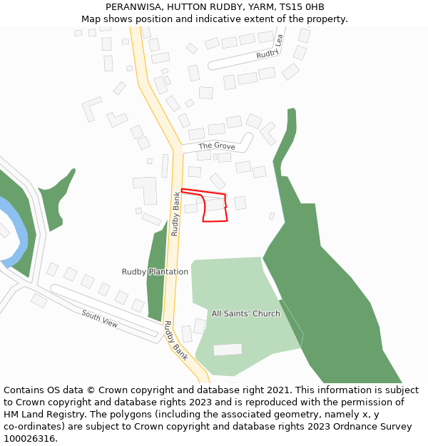 PERANWISA, HUTTON RUDBY, YARM, TS15 0HB: Location map and indicative extent of plot