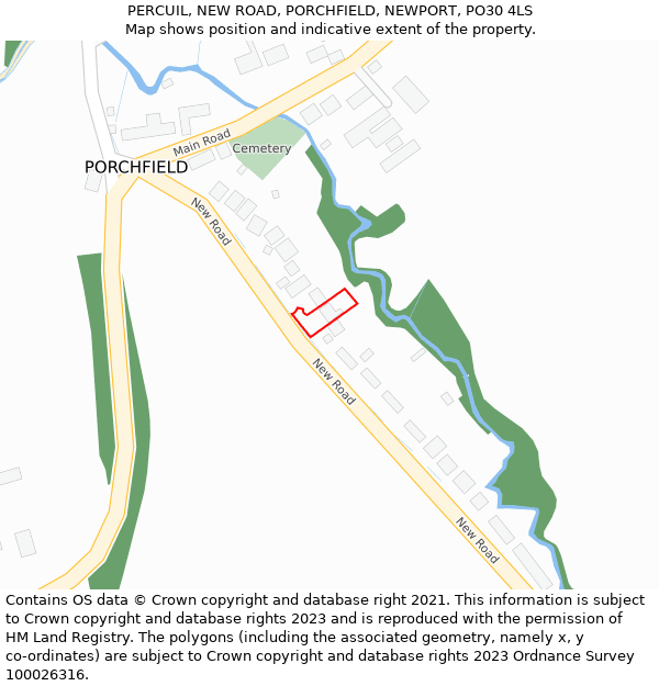 PERCUIL, NEW ROAD, PORCHFIELD, NEWPORT, PO30 4LS: Location map and indicative extent of plot