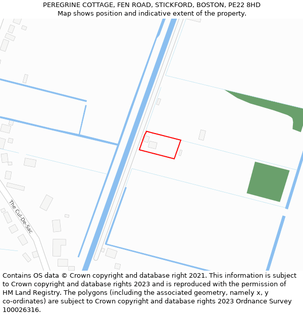 PEREGRINE COTTAGE, FEN ROAD, STICKFORD, BOSTON, PE22 8HD: Location map and indicative extent of plot
