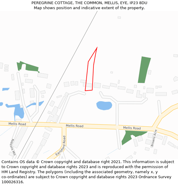 PEREGRINE COTTAGE, THE COMMON, MELLIS, EYE, IP23 8DU: Location map and indicative extent of plot