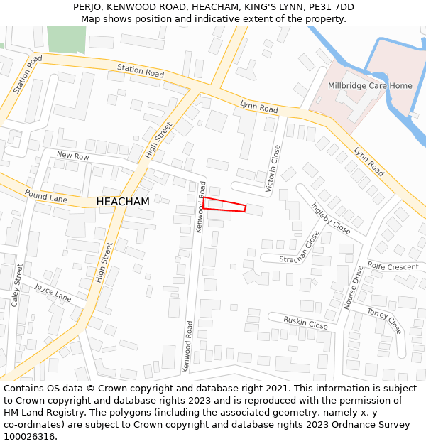 PERJO, KENWOOD ROAD, HEACHAM, KING'S LYNN, PE31 7DD: Location map and indicative extent of plot