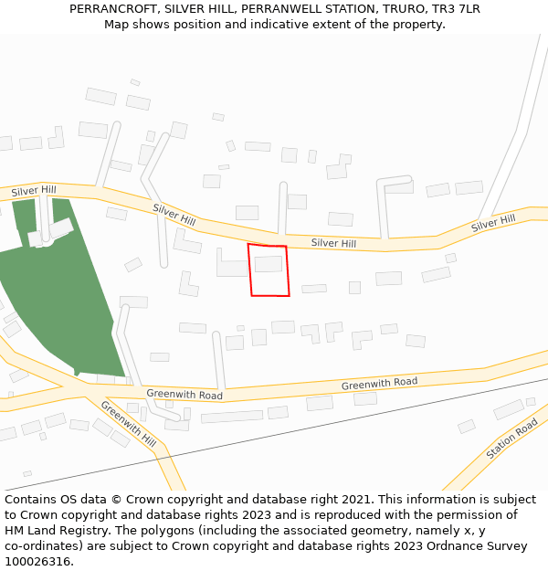 PERRANCROFT, SILVER HILL, PERRANWELL STATION, TRURO, TR3 7LR: Location map and indicative extent of plot