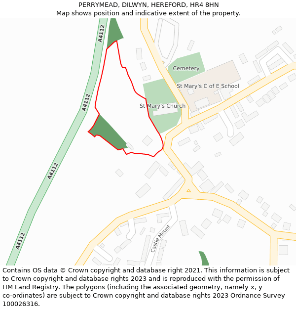 PERRYMEAD, DILWYN, HEREFORD, HR4 8HN: Location map and indicative extent of plot