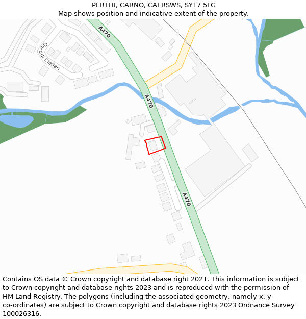 PERTHI, CARNO, CAERSWS, SY17 5LG: Location map and indicative extent of plot