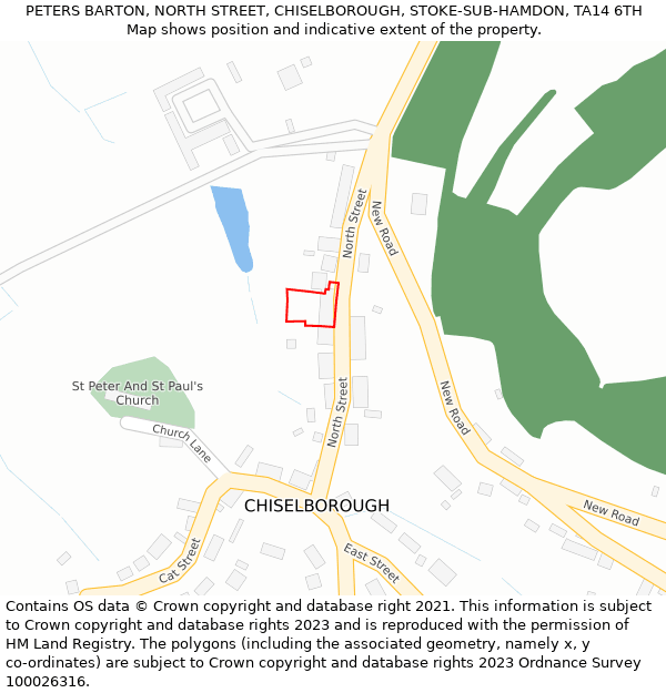 PETERS BARTON, NORTH STREET, CHISELBOROUGH, STOKE-SUB-HAMDON, TA14 6TH: Location map and indicative extent of plot