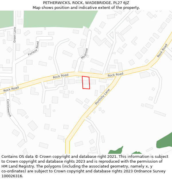 PETHERWICKS, ROCK, WADEBRIDGE, PL27 6JZ: Location map and indicative extent of plot