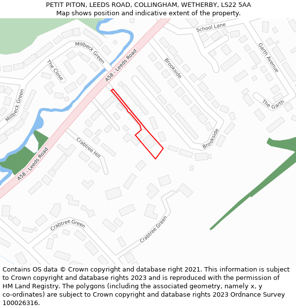 PETIT PITON, LEEDS ROAD, COLLINGHAM, WETHERBY, LS22 5AA: Location map and indicative extent of plot