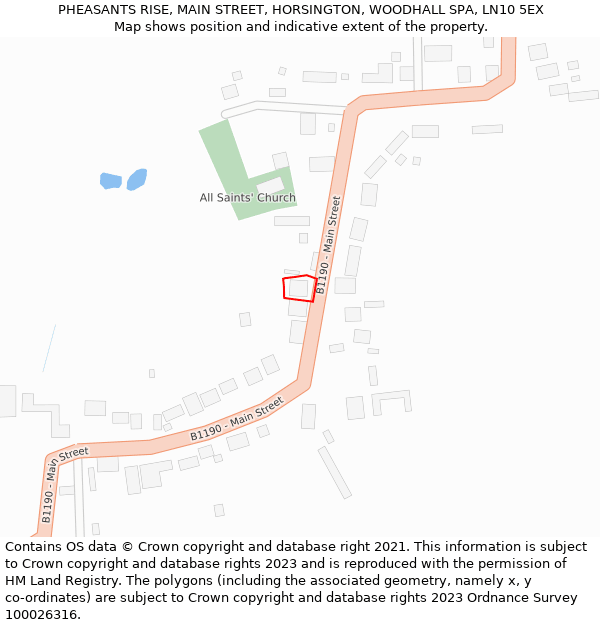 PHEASANTS RISE, MAIN STREET, HORSINGTON, WOODHALL SPA, LN10 5EX: Location map and indicative extent of plot